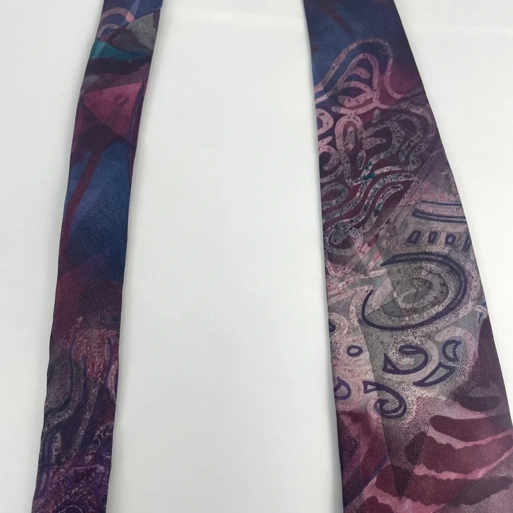 Vintage Necktie Wembley Starshine Purple Teal Tie Polyester Retro Abstract Funky